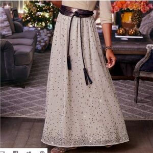 NWT Soft Surroundings Champagne Celebrations Sequin Maxi Skirt Boho Taupe Size L